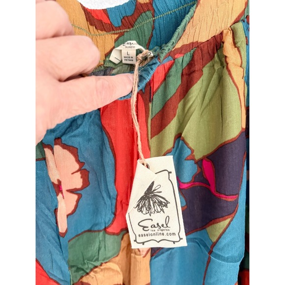 Easel Sage Teal Wide Leg Casual Pants with Pockets Sz L 0071 - Picture 3 of 4